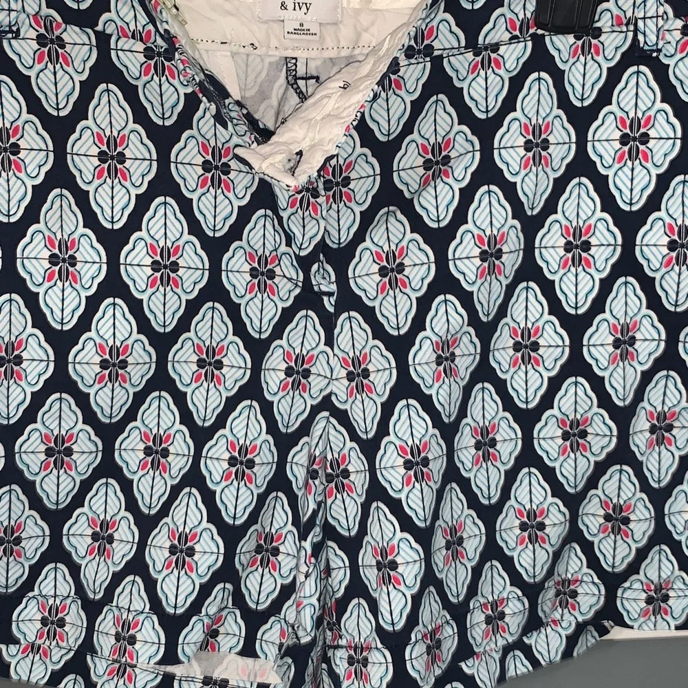 Crown & Ivy Navy and White Patterned Women's Shorts - Picture 2 of 4
